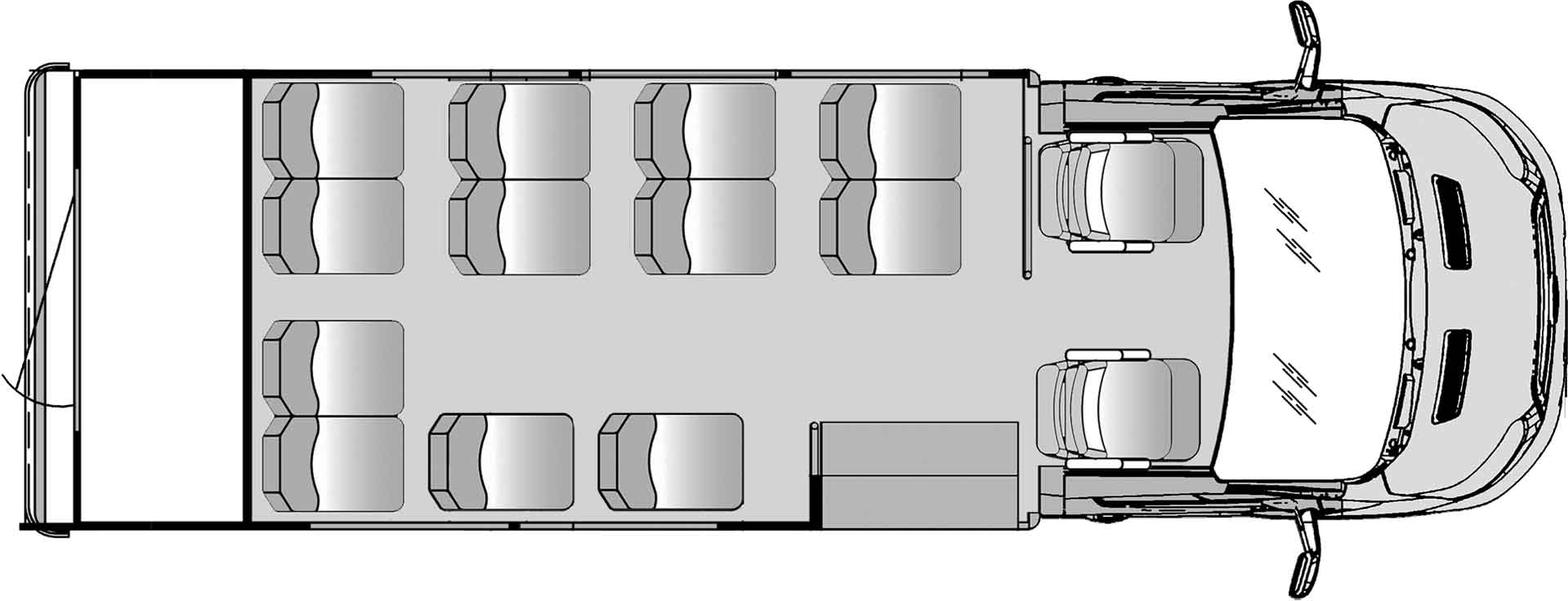 12 Passenger With Rear Luggage Plus Driver And Copilot Floorplan Image